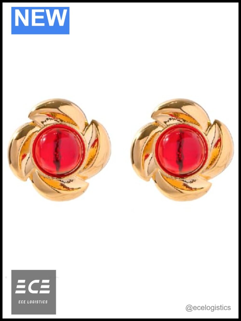 S925 Silver Gold-plated Asymmetric Flower Stud Earrings
